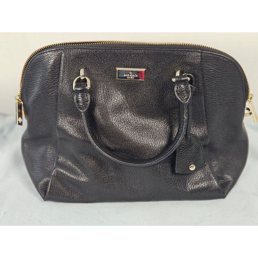 Kate Spade New York Black Pebbled Leather Dome Satchel Crossbody Handbag